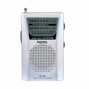 BC-R60 ポケットラジオ AM FM 電池式ポータブルラジオ、屋内屋外用伸縮アンテナイヤホンジャック付き