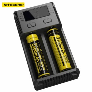 Nitecore バッテリー充電器 2 ベイ充電器 LCD ディスプレイ付きリチウムイオン 18650 14500 16340 26650 用