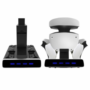 PS VR2 / PS5ハンドルコントローラーと互換性のあるディスプレイライトヘルメット収納ラック付き充電ステーションドック