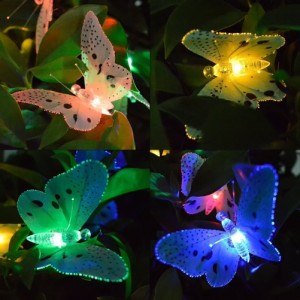 蝶の形をした防水ライトストリングソーラー光ファイバー駆動のLEDライトストリップ