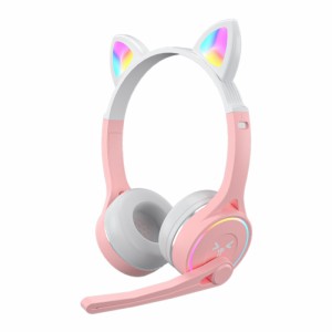 発光 Led かわいい猫耳ヘッドフォン Bluetooth 対応ワイヤレス ステレオ音楽ヘッドセット マイク Sy-t30