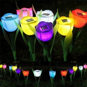 6 個の Led チューリップの花ライト屋外ソーラー Ip54 防水カラフルなランプガーデンパティオヤード