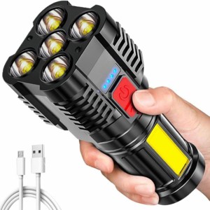 5LED 懐中電灯超高輝度 500 ルーメン 4 モード IPX4 防水充電式 Led 懐中電灯屋外キャンプ用