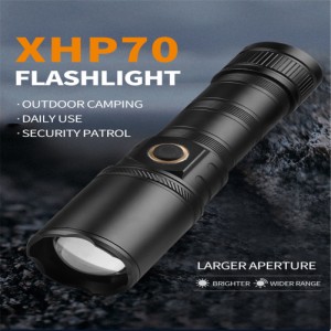 Xhp70ミニ懐中電灯1200-1500ルーメンType-c充電式ズーム可能Ipx4防水懐中電灯トーチ