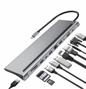 USB C ハブ 11 in 1 Type c 11in1 ドッキングステーション Type-cインターフェイス usb3.1からHDMI互換アダプター typecハブ