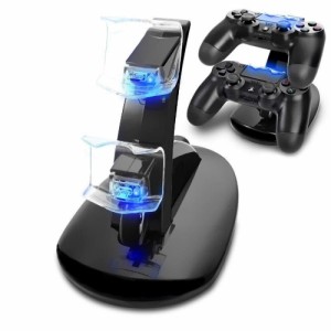 PS4 Pro / PS4と互換性のあるLEDインジケーター付きコントローラー充電器スタンドデュアルUSB充電ドッキングステーション