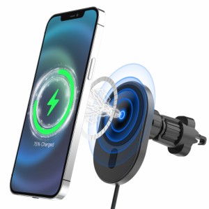 Iphone12/iphone13と互換性のある携帯電話カーホルダーマウント磁気ワイヤレス充電器ナビゲーションスタンド