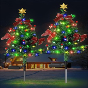 2 個 20 LED ソーラークリスマスツリーライト一定点滅モード屋外防水クリスマス装飾経路芝生パティオ用