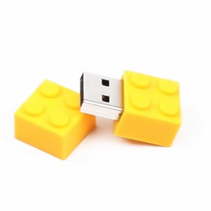 黄色のフラッシュドライブビルディングブロック形状のUSB2.0ペンドライブメンモリースティックサムドライブ