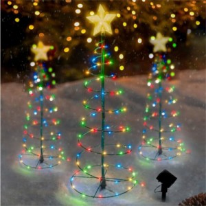 クリスマス屋外カラフルな LED ソーラーライト 2 照明モード IP65 防水クリスマスツリーライト新年の庭の装飾