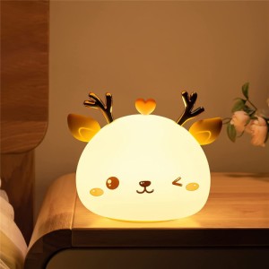 シリコンUsbタッチセンサーLedナイトライトかわいい鹿の形をした7色明るさ調節可能な部屋のデスクトップの装飾ランプ子供のための女の子