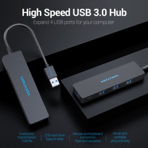 USBフラッシュドライブ用4ポートUSB3.0マルチインターフェイスウルトラスリムデータハブノートブックPC