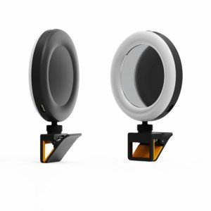 Selfie ライブ補助光 3 色温度ポータブル ミニ調節可能な角度ビデオ会議照明リング ランプ