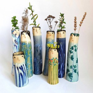 ボヘミアン家族の顔花瓶手作りドライフラワー花瓶樹脂工芸家の装飾のための装飾品