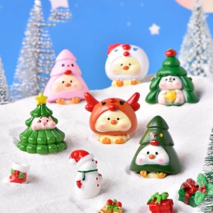 人工装飾品漫画雪だるまクリスマスツリーかわいいアヒル樹脂工芸品クリスタルボールアクセサリー