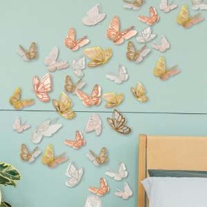 ウォールステッカー三次元二層パール紙中空シミュレーション蝶の壁の装飾