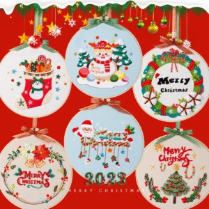 Diy クリスマス刺繍縫製キット 2023 メリークリスマスサンタ雪だるま手縫いクロスステッチキット初心者のための