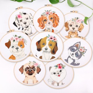 刺繍スターターキット Diy 材料初心者のための指示パターンクロスステッチ犬アート刺繍