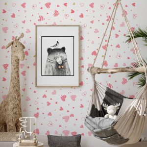ピンクの愛のバレンタインデーのウォールステッカー結婚披露宴のリビングルームの寝室の背景壁の装飾取り外し可能なウォールステッカー