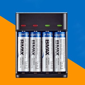 Bmax スマート充電器 4 スロット USB Aa Aaa バッテリー 1.2v Ni-mh 大容量 大電流 独立充電ボックス