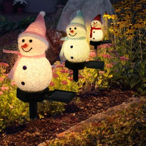 Led ソーラー芝生ライトかわいい雪だるま形状防水高輝度屋外ガーデンランプクリスマスの装飾