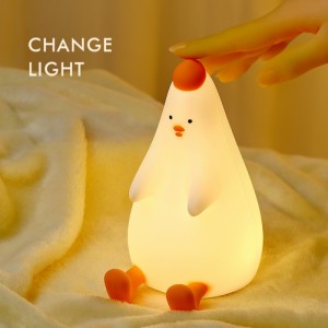 Led かわいいチキンシリコーンナイトライト変色パッティングスイッチランプ給餌ランプ子供の寝室の装飾