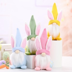 手作りぬいぐるみイースターバニー Gnome 人形卓上飾りウサギのギフトイースター休日の装飾