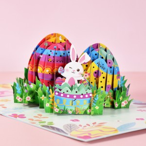 イースターのウサギの卵グリーティング カード封筒手作り 3d 子供ポップアップ カード ハッピー イースターのギフト