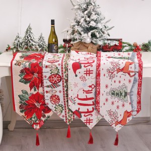 クリスマステーブルランナーとタッセル断熱ダイニングテーブルクロス休日の小道具ダイニングテーブルの装飾