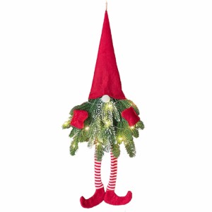 クリスマス足の長い Gnome 松葉ぶら下げ人形ライト手作りクリスマス壁飾りパーティーの装飾