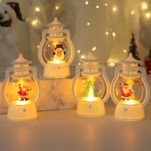デスクトップ発光小さなオイルランプの装飾品サンタクロースクリスマスツリー雪だるまクリスマス要素ウィンドウランタン装飾ポータブル風