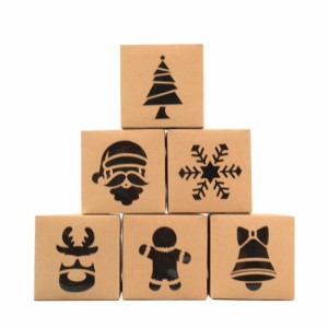 48クラフトボックスクリスマスエレメントパッケージボックスケーキボックスパーティーキャンディポーチ
