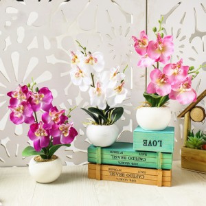 人工蝶蘭鉢植え盆栽とポット偽の植物家の寝室、リビングルームの装飾