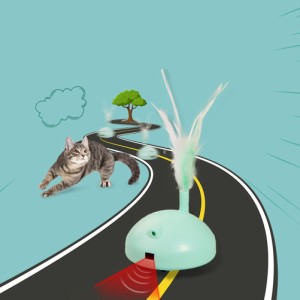 二重効果電気猫のおもちゃ 360 度回転ホイールの羽おかしい猫スティックインテリジェント誘導からかうスクーターのおもちゃ