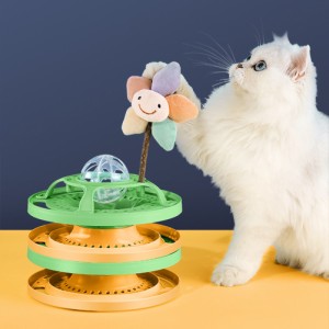 猫 ターンテーブル トラックおもちゃ 高層タワー インタラクティブマジック 光るボール 猫 屋内 追跡 エクササイズゲーム 面白いパズルお
