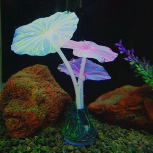 シリコーン発光飾り人工グローイング蓮の葉きのこ水族館の水槽造園装飾