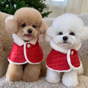 犬クリスマス暖かい豪華なフード付きマントで耳旧正月セーターケープ犬服アクセサリー