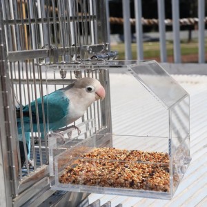 アクリル透明自動鳥の餌箱混乱防止外部鳥フードボックス鳥かごアクセサリーインコカナリア