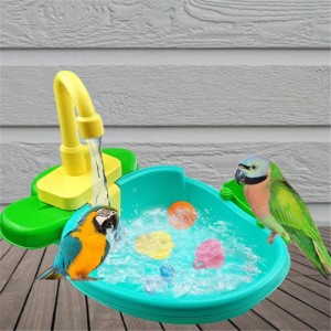 蛇口付き鳥浴槽ペットオウムインコオカメインコ噴水スパプールシャワー多機能おもちゃクリーニングツール