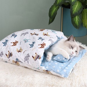 猫寝袋快適な通気性リムーバブル半閉鎖冬暖かいベッド猫の巣ペット用品