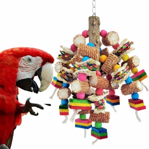 オウム木製ブロックのおもちゃカラフルな手作り簡単インストール咀嚼おもちゃケージアクセサリー鳥用品
