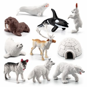 10個 北極動物 置物 動物モデルキット 子供 早期 学習ツール 人形のおもちゃ