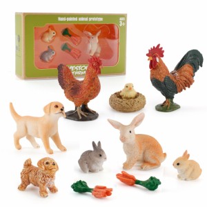 現実的な農場の動物のアクションフィギュアかわいい家禽のウサギの鶏モデルの装飾品砂のテーブルの装飾
