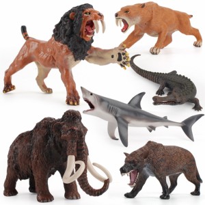 子供野生の古代動物モデルシミュレーションタイガーオオカミサメアクションフィギュア教育認知おもちゃ