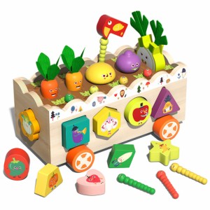 ベビー 木製 おもちゃ ブロック 多機能 農場 果樹園 果物 野菜 ソート 知育玩具 ギフト