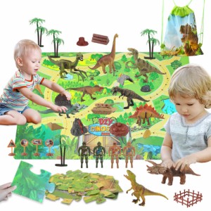 恐竜シーンカーペット収納パズルセット子供のための教育玩具を学ぶ