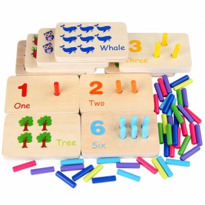 子供木製感覚おもちゃ数学学習色認知マッチング木製スティック知育玩具ギフト用