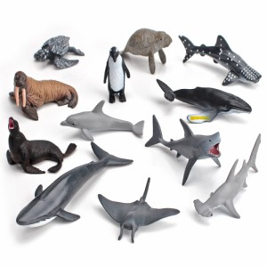 12 個の現実的な海の生物アクションフィギュアシミュレーションサメクジラペンギンイルカミニ海洋動物モデルの装飾品のおもちゃ