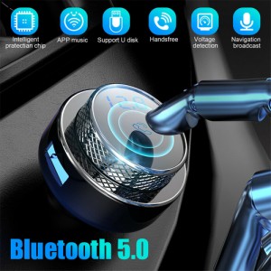 車の Bluetooth 対応 5.0 Fm トランスミッター ロスレス USB 充電器 MP3 音楽プレーヤー ハンズフリー多機能カーアクセサリー