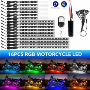 16 イン 1 オートバイ Led キット Rgb マルチカラーマジック雰囲気ランプシャーシストリップライトアプリ制御変更された部品